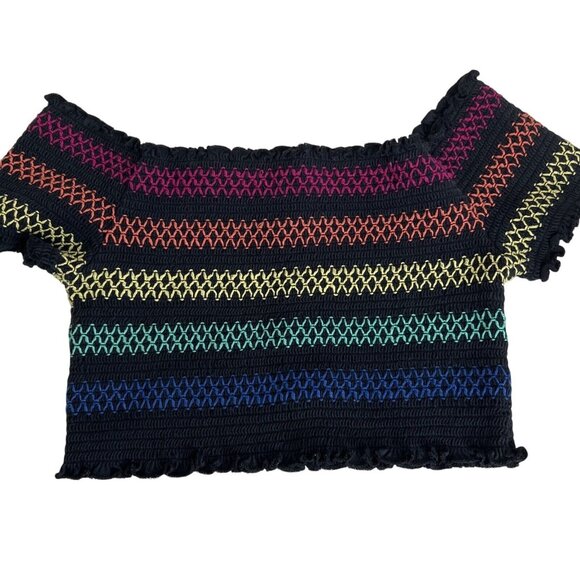 Set Of 3 Womens Crop Tops: L.A. Hearts Striped Emma/Sam Sheer Purple Multicolor - Picture 2 of 14